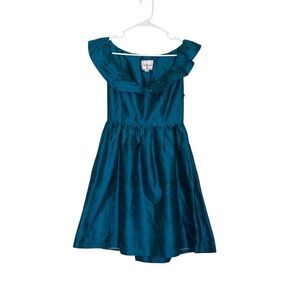 Lula Kate Teal 100% Silk Fit & Flare Cocktail Dress | Size 4 | NWOT Made in USA